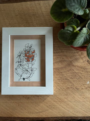 wandering tradescantia zebrina: ink/acrylic contour original (5"x7" framed)