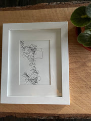 teardrop ivy: ink contour original (8"x10" framed)